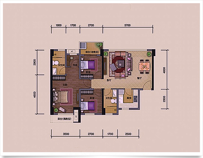 深圳二手房 龙岗 龙岗中心区 麓园 二手房出售 图4:麓园89㎡户型图